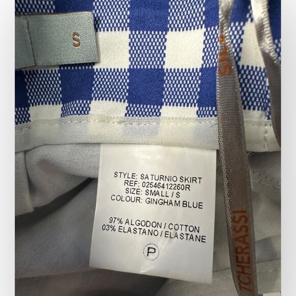 Silvia Tcherassi Blue Gingham Saturnio Skirt Size Small - Picture 6 of 7